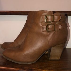 Brown leather booties